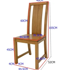 Chaise Hévéa dossier haut 45x52x105cm HELENA