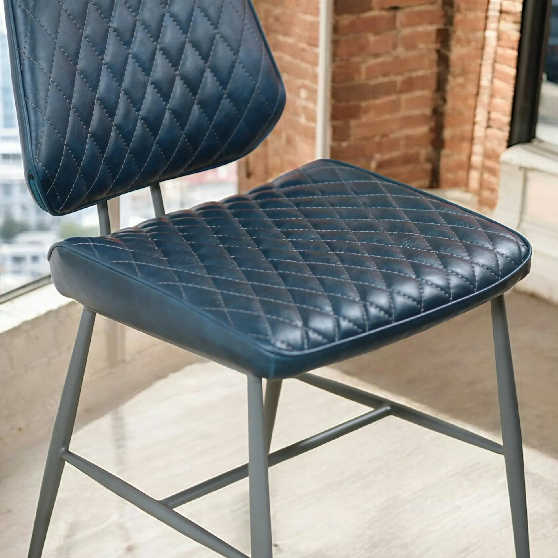 Chaise industrielle bleu foncé (lot de 2) SALERNE