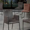 Chaise industrielle confort avec assise en microfibre chocolat