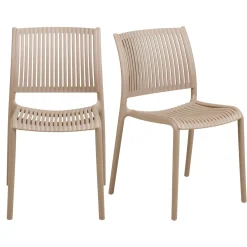 Chaise intérieur / extérieur en polypropylène taupe (lot de 2) RHODES