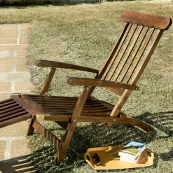 Chaise longue en teck massif MACAO