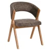 Chaise marron bois et tissu, forme ronde (lot de 2) AGADE