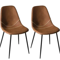Chaise marron à couture apparente (lot de 2) TIM