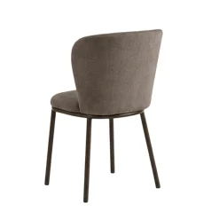 Chaise marron dossier courbe pieds bronze (x2) AUREN