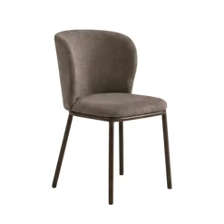 Chaise marron dossier courbe pieds bronze (x2) AUREN