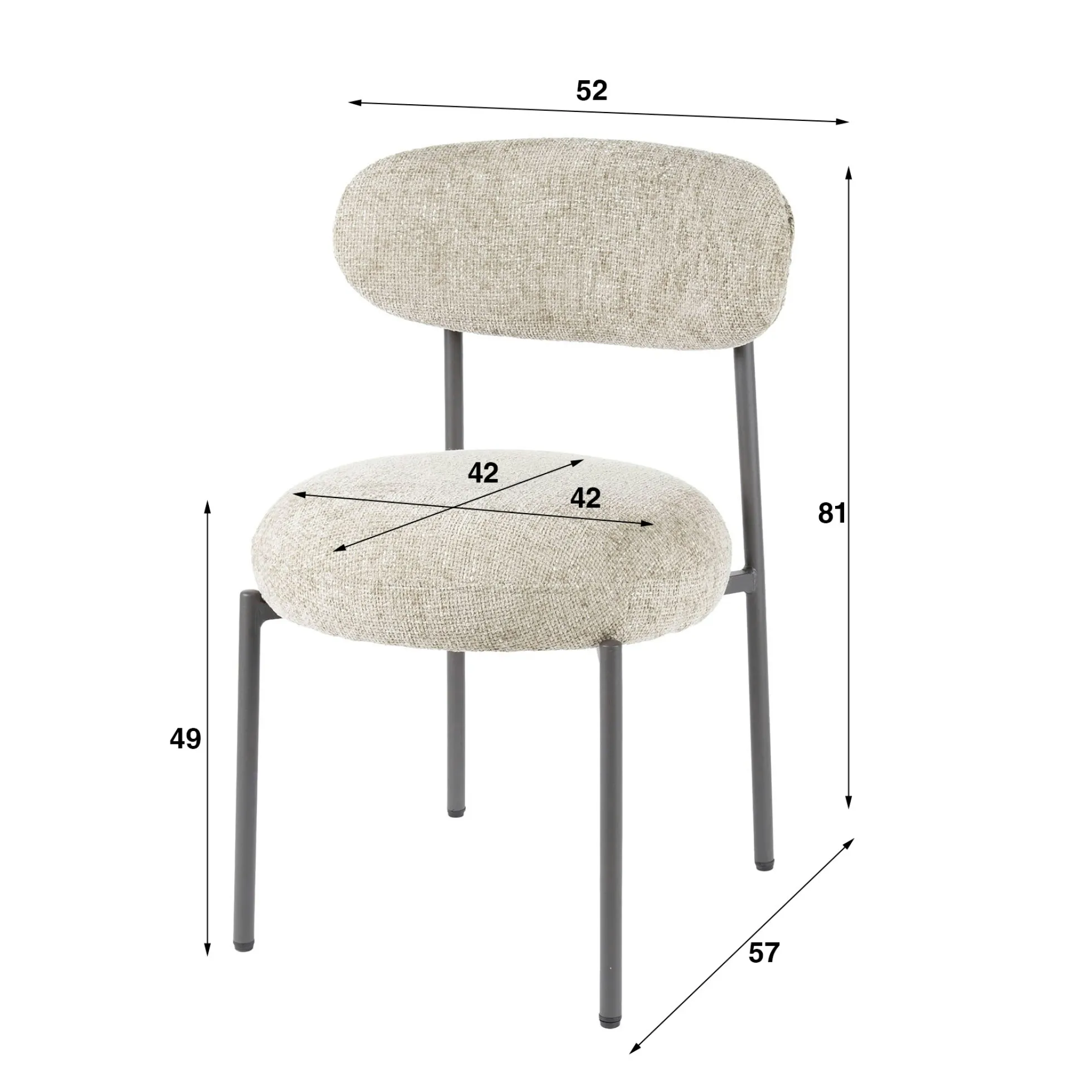 Chaise marron moderne en velours tissé (lot de 2) CREEK