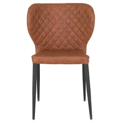Chaise marron vintage à surpiqûres (lot de 2) TORANO
