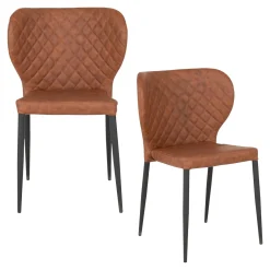 Chaise marron vintage à surpiqûres (lot de 2) TORANO