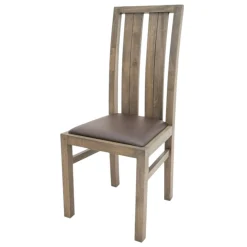 Chaise moderne bois et assise marron ATTAN