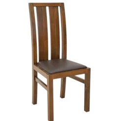 Chaise moderne bois et assise marron ATTAN
