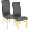 Chaise moderne grise avec pieds bois (lot de 2)