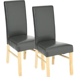 Chaise moderne grise avec pieds bois (lot de 2)