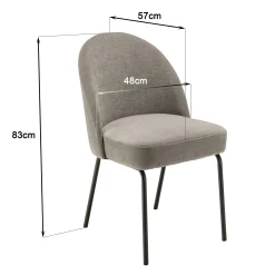 Chaise moderne tissu couleur lin pieds métal noir (lot de 2) TIM