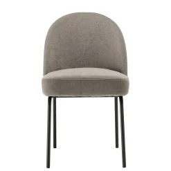 Chaise moderne tissu couleur lin pieds métal noir (lot de 2) TIM