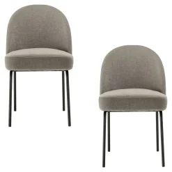 Chaise moderne tissu couleur lin pieds métal noir (lot de 2) TIM