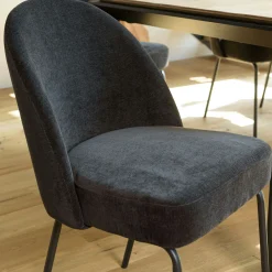 Chaise moderne tissu noir pieds métal (lot de 2) TIM