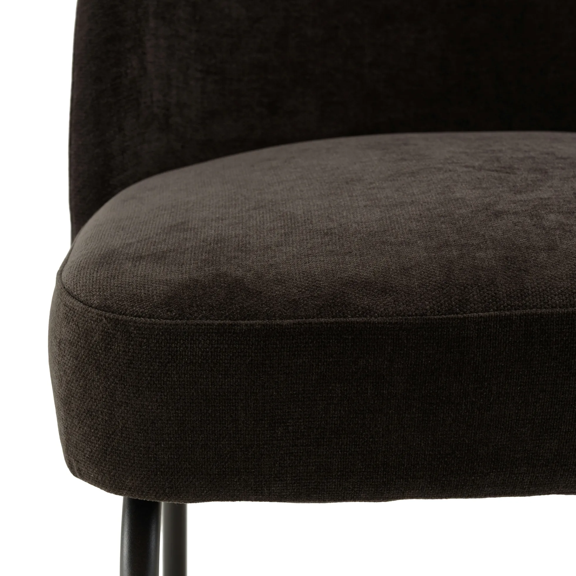 Chaise moderne tissu noir pieds métal (lot de 2) TIM