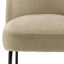 Chaise moderne tissu sable pieds métal noir (lot de 2) TIM