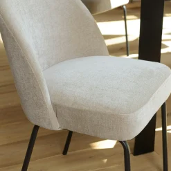 Chaise moderne tissu sable pieds métal noir (lot de 2) TIM