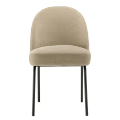 Chaise moderne tissu sable pieds métal noir (lot de 2) TIM