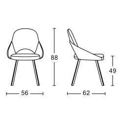 Chaise moutarde à accoudoirs intégrés (x2) AUREN