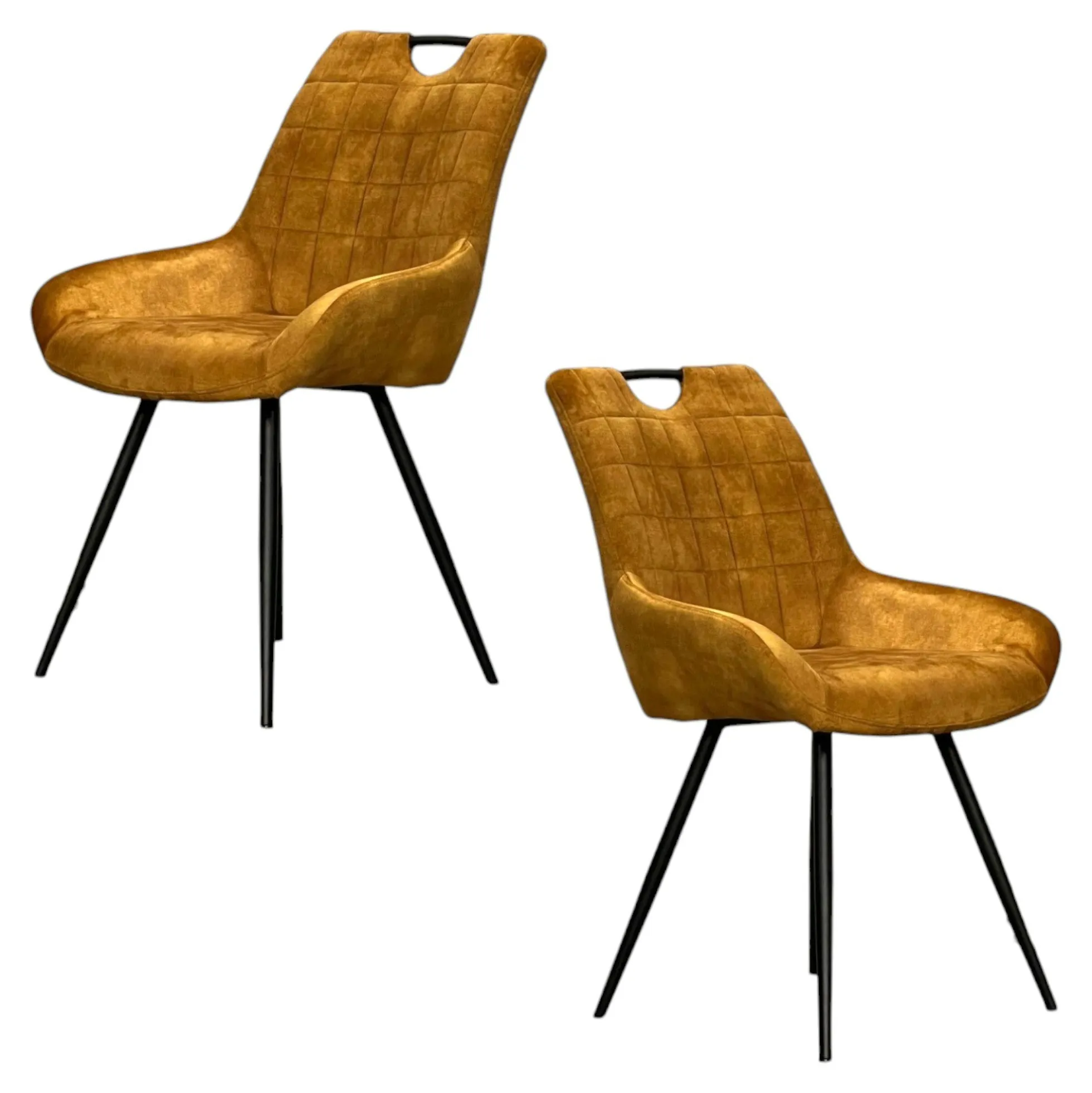Chaise moutarde avec poignée (lot de 2) MALMOE