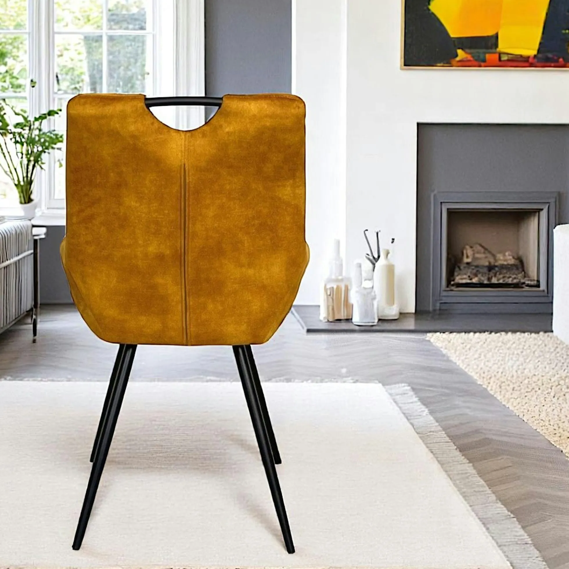 Chaise moutarde avec poignée (lot de 2) MALMOE