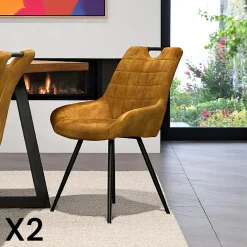Chaise moutarde avec poignée (lot de 2) MALMOE