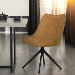 Chaise moutarde pivotante en velours texturé (lot de 2) IENA