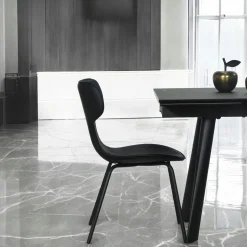 Chaise noire avec dossier en T, revêtement nettoyable (lot de 2) LOMBARDIE