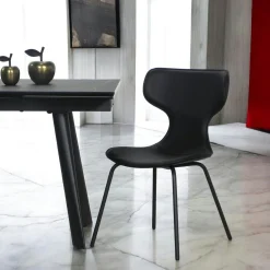 Chaise noire avec dossier en T, revêtement nettoyable (lot de 2) LOMBARDIE