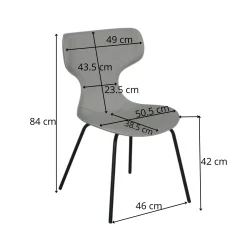 Chaise noire avec dossier en T, revêtement nettoyable (lot de 2) LOMBARDIE