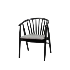 Chaise noire à barreaux - tissu gris TENA