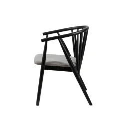 Chaise noire à barreaux - tissu gris TENA