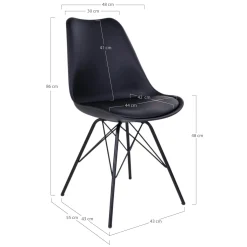 Chaise noire basique avec pieds métal (lot de 2) LOTA