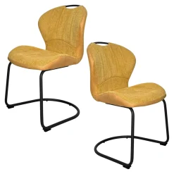 Chaise pied luge bi-matière en tissu moutarde (lot de 2) LIGURIE