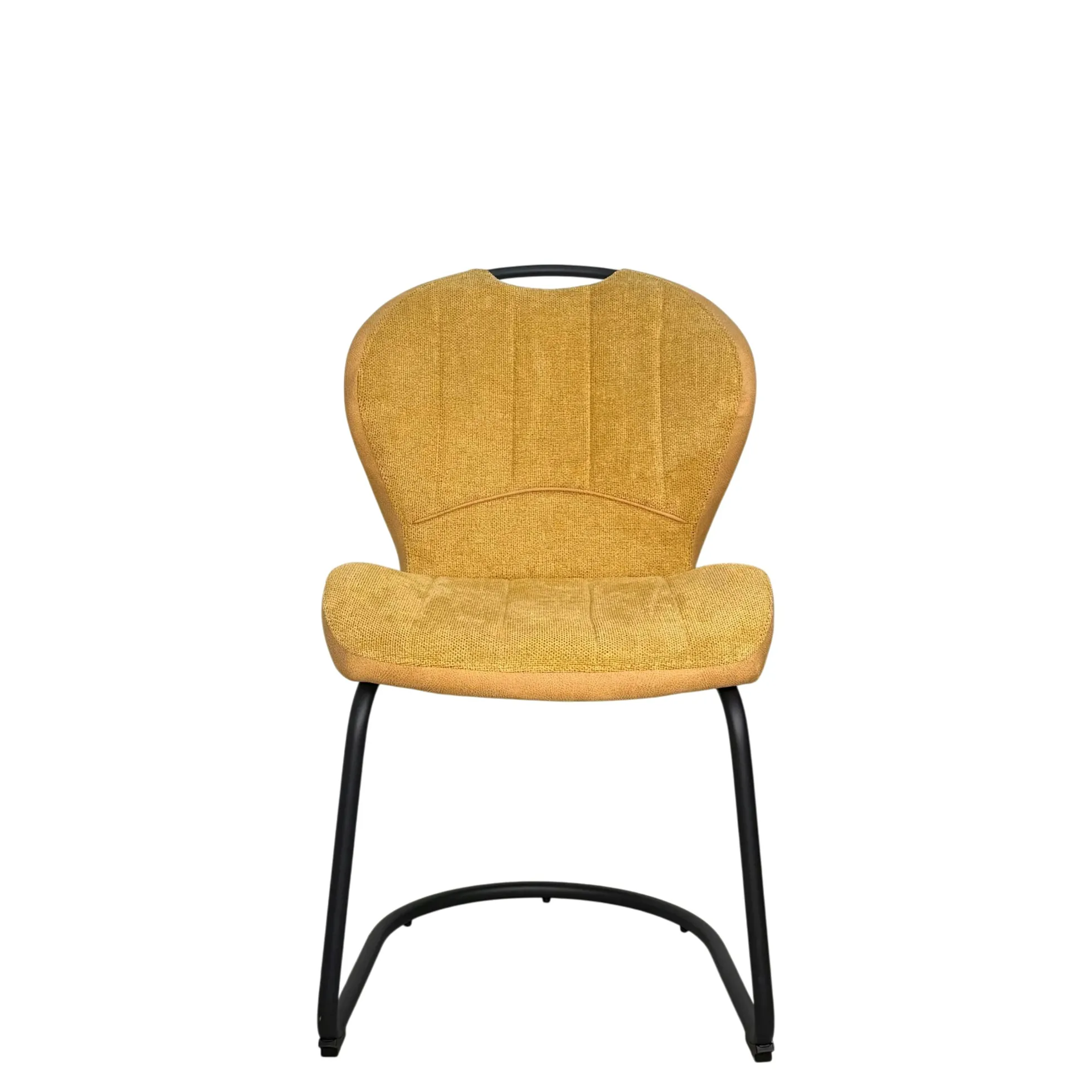 Chaise pied luge bi-matière en tissu moutarde (lot de 2) LIGURIE