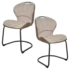 Chaise pied luge bi-matière en tissu beige (lot de 2) LIGURIE