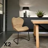 Chaise pied luge bi-matière en tissu taupe (lot de 2) LIGURIE