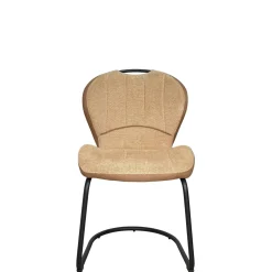Chaise pied luge bi-matière en tissu taupe (lot de 2) LIGURIE