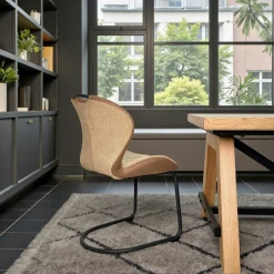Chaise pied luge bi-matière en tissu taupe (lot de 2) LIGURIE