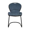 Chaise pied luge bi-matière en tissu bleu (lot de 2) LIGURIE
