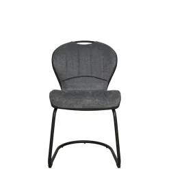 Chaise pied luge bi-matière en tissu gris (lot de 2) LIGURIE