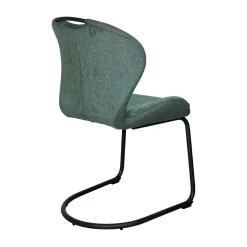 Chaise pied luge bi-matière en tissu vert (lot de 2) LIGURIE