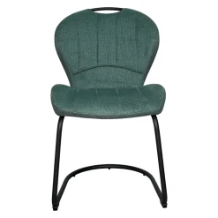 Chaise pied luge bi-matière en tissu vert (lot de 2) LIGURIE
