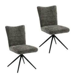 Chaise pivotante anthracite en tissu texturé (x2) RIVANO