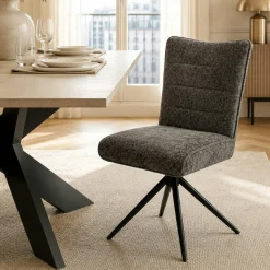 Chaise pivotante anthracite en tissu texturé (x2) RIVANO