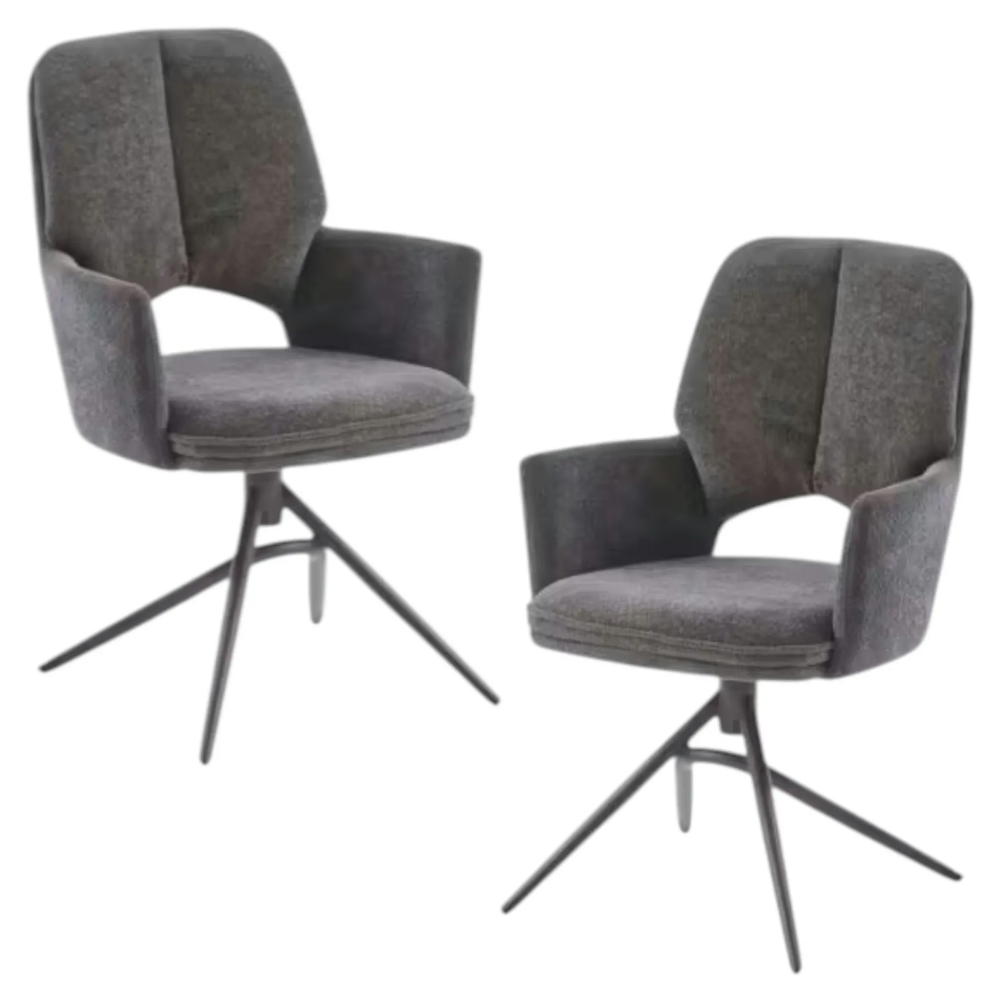 Chaise pivotante anthracite double coussinage (lot de 2) LIGURIE