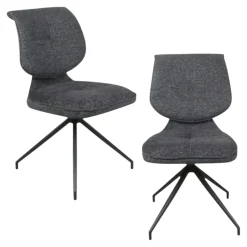 Chaise pivotante anthracite dossier double (lot de 2) LIGURIE