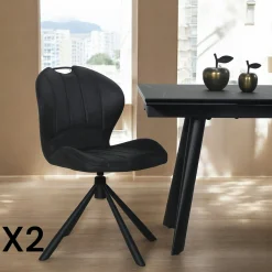 Chaise pivotante anthracite avec dossier courbe, (lot de 2) LOMBARDIE